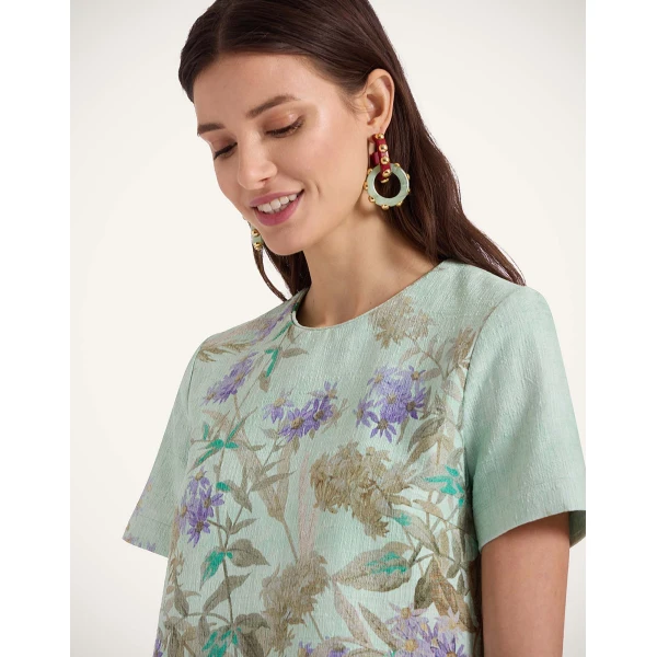 La Double J Mini Swing Dress in Heath Placée Mint, view 6
