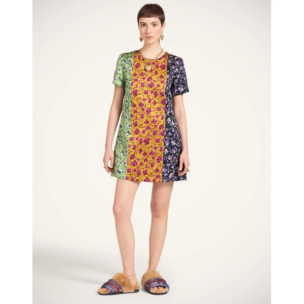 La Double J Mini Swing Dress in Honeysuckle Tricolor Yellow, view 2