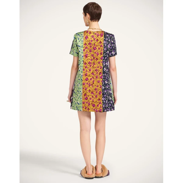 La Double J Mini Swing Dress in Honeysuckle Tricolor Yellow, view 3