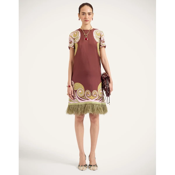 La Double J Mini Swing Dress in Kells Swirl Placée Burgundy, view 2