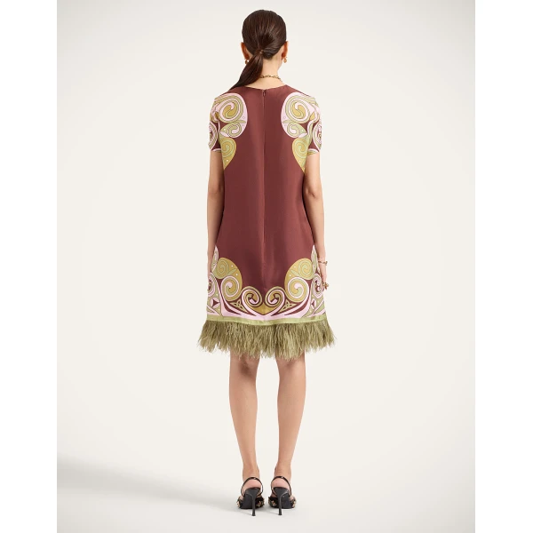 La Double J Mini Swing Dress in Kells Swirl Placée Burgundy, view 3