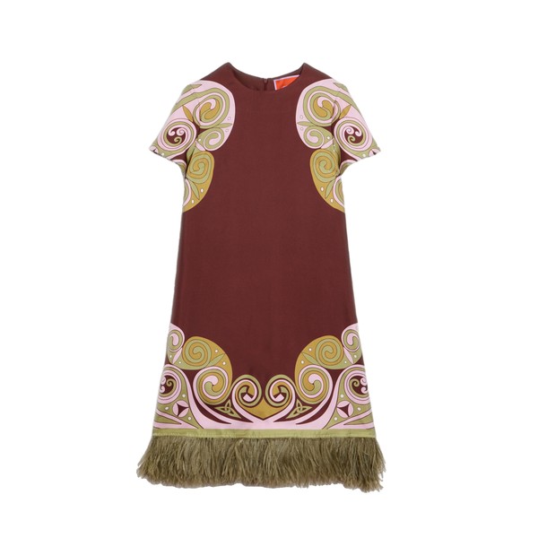 La Double J Mini Swing Dress in Kells Swirl Placée Burgundy