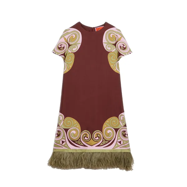 La Double J Mini Swing Dress in Kells Swirl Placée Burgundy