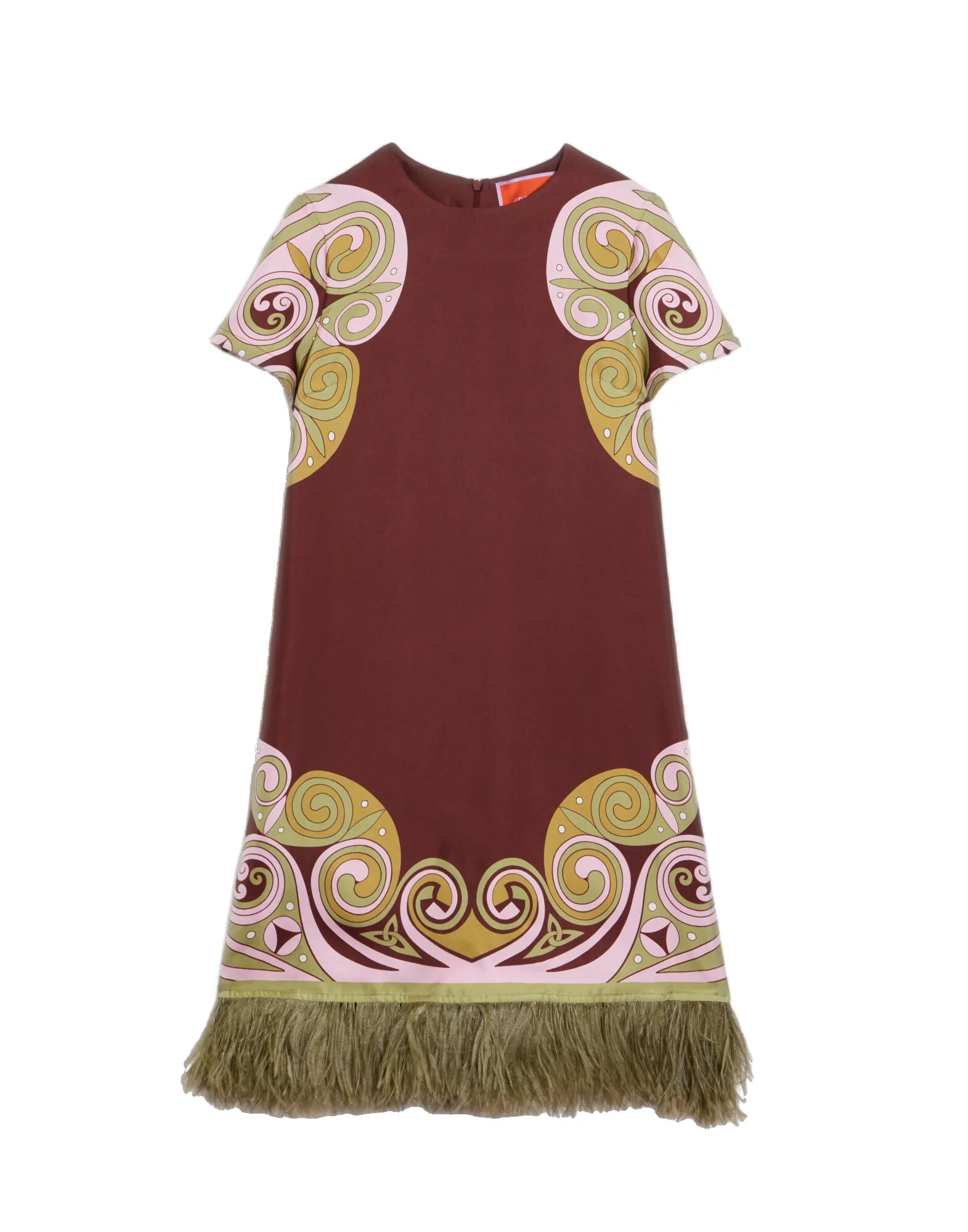 La DoubleJ Mini Swing Dress in Kells Swirl Placée Burgundy - Dresses - Milanese Maximalist Fashion at Luxury Shoes La Double J Mini Swing Dress in Kells Swirl Placée Burgundy