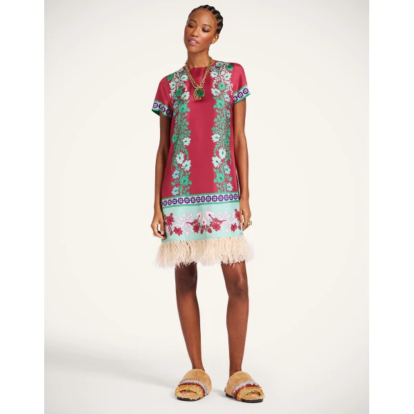 La Double J Mini Swing Dress in Regalia Placée Red, view 2