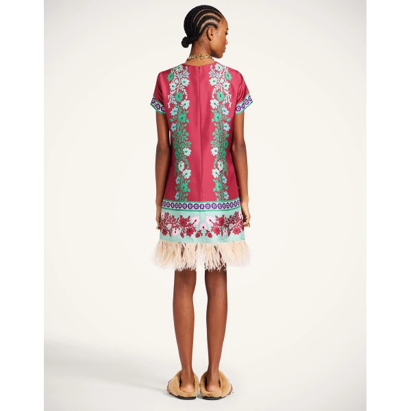 La Double J Mini Swing Dress in Regalia Placée Red, view 3