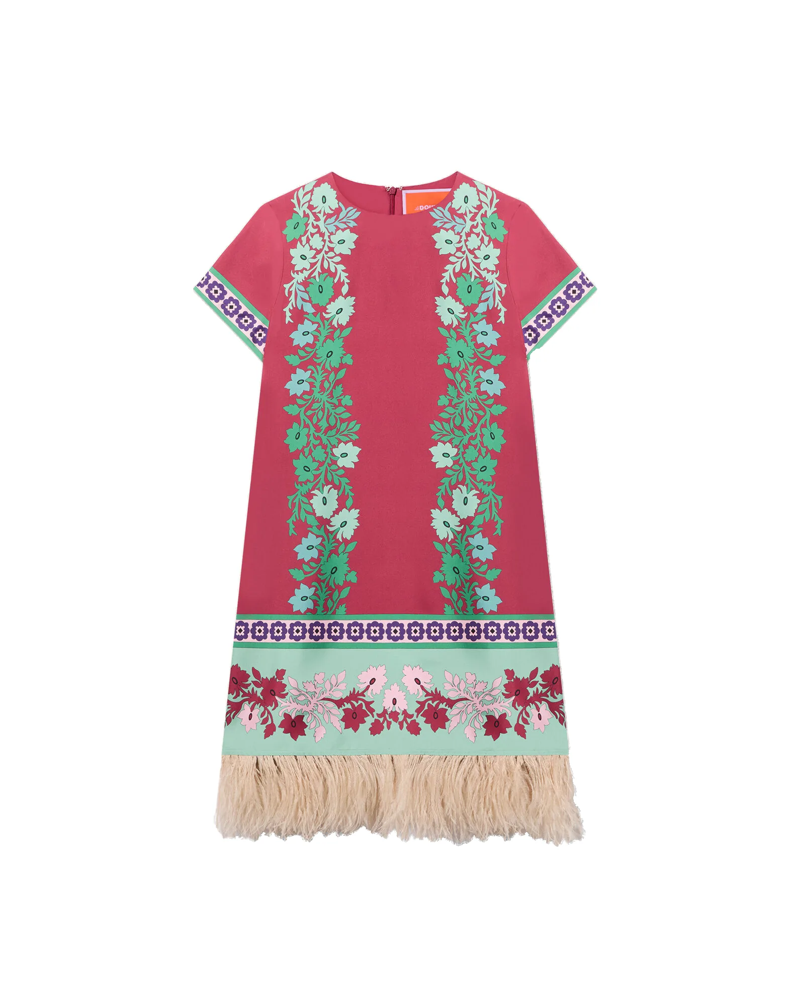 La DoubleJ Mini Swing Dress in Regalia Placée Red - Dresses - Milanese Maximalist Fashion at Luxury Shoes La Double J Mini Swing Dress in Regalia Placée Red