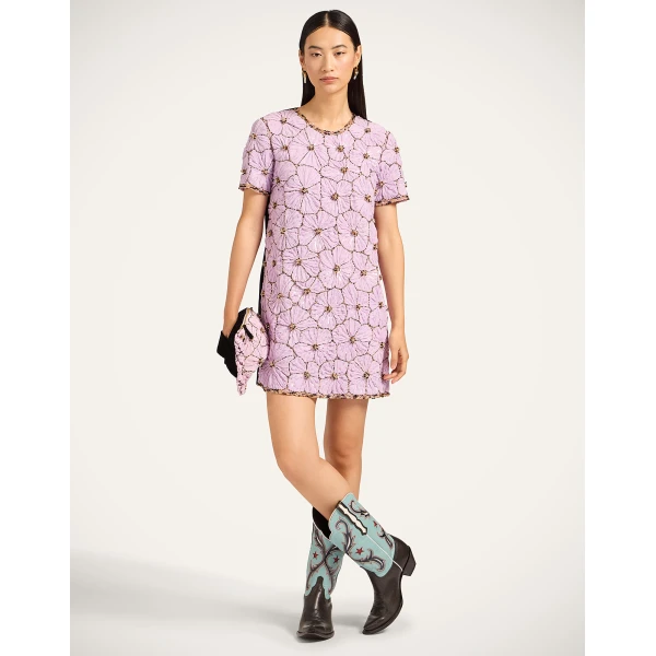 La Double J Mini Swing Dress in Solid Lilac, view 4