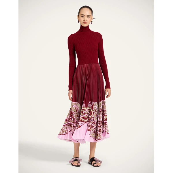 La Double J Moondance Knit Dress in Kells Placée Burgundy, view 4
