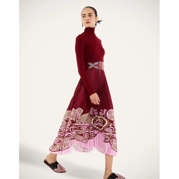 La Double J Moondance Knit Dress in Kells Placée Burgundy, view 5