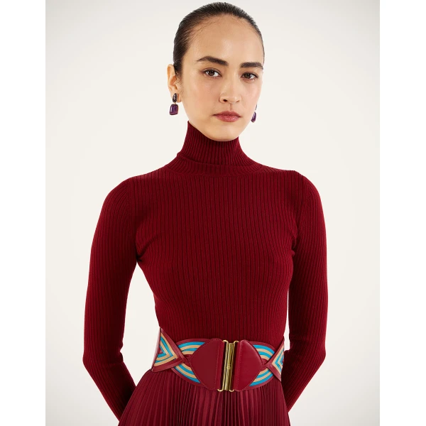 La Double J Moondance Knit Dress in Kells Placée Burgundy, view 6