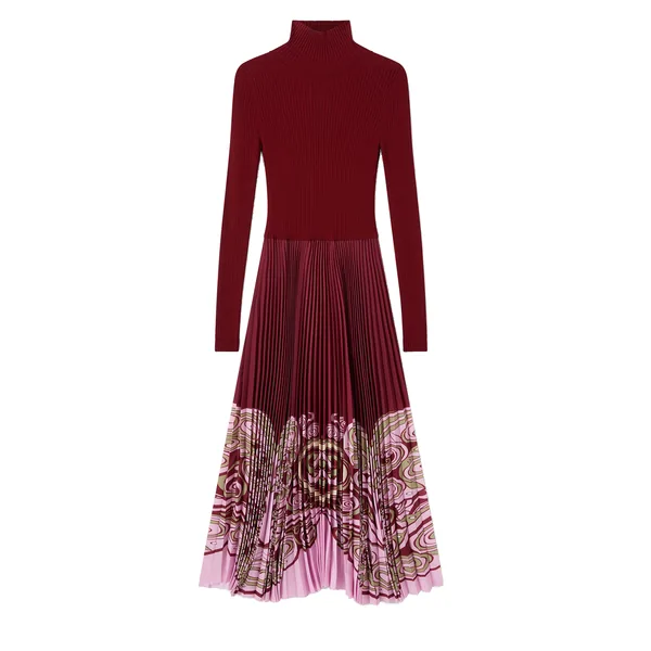 La Double J Moondance Knit Dress in Kells Placée Burgundy