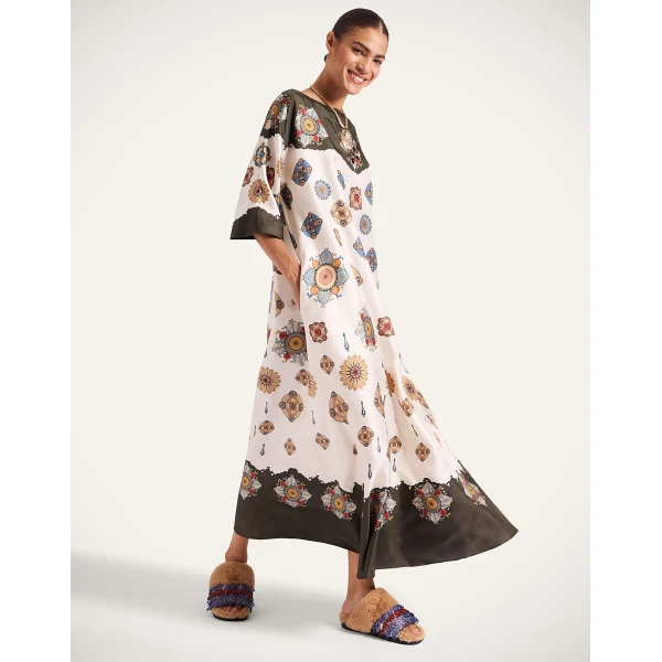 La Double J Muumuu Dress Round Neck in Nucleus Placée Off White, view 2