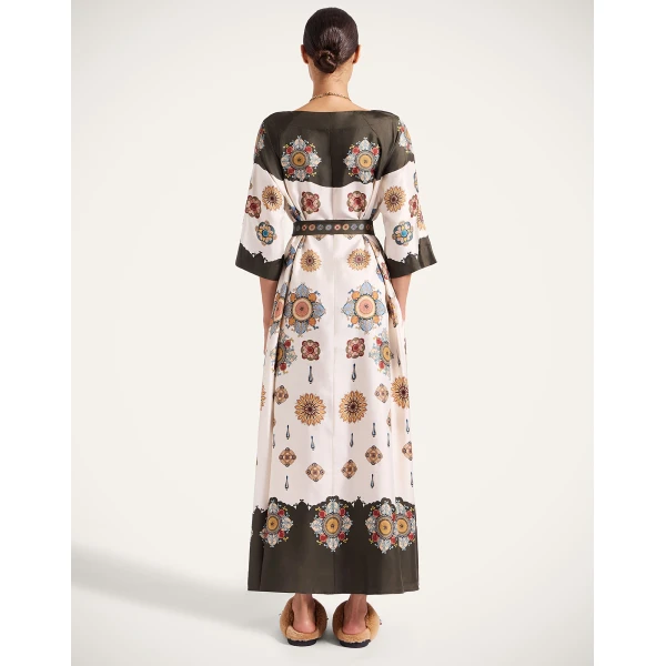 La Double J Muumuu Dress Round Neck in Nucleus Placée Off White, view 3