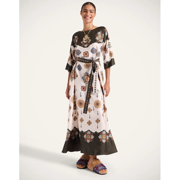 La Double J Muumuu Dress Round Neck in Nucleus Placée Off White, view 5