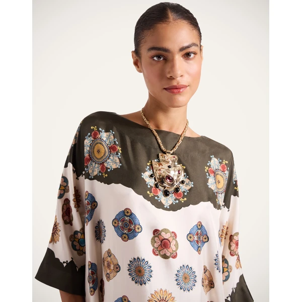La Double J Muumuu Dress Round Neck in Nucleus Placée Off White, view 6
