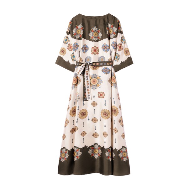 La Double J Muumuu Dress Round Neck in Nucleus Placée Off White