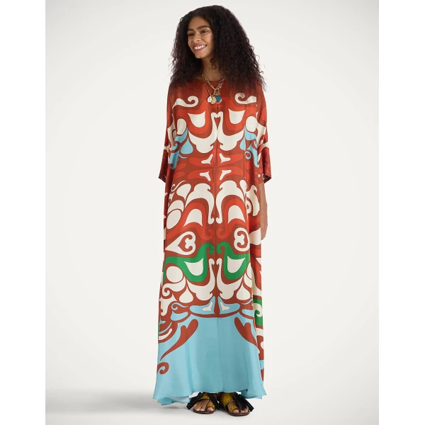 La Double J Muumuu Dress Round Neck in Phoenix Placée Light Blue, view 2