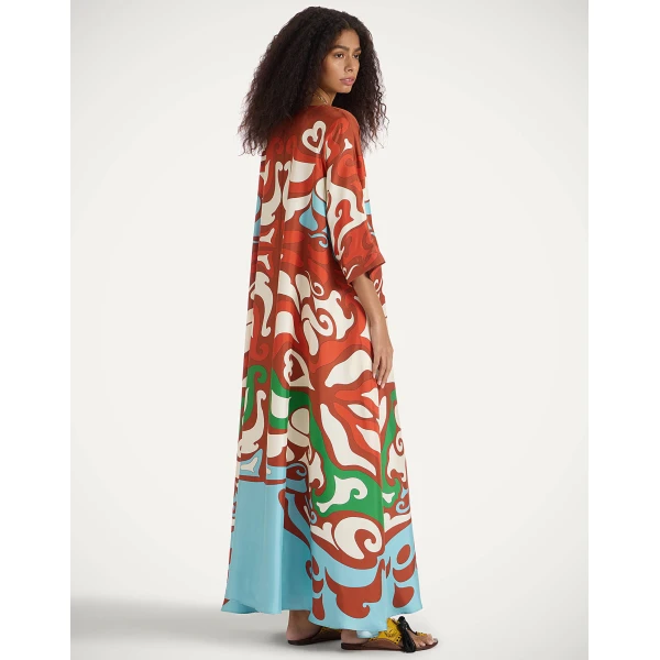 La Double J Muumuu Dress Round Neck in Phoenix Placée Light Blue, view 3