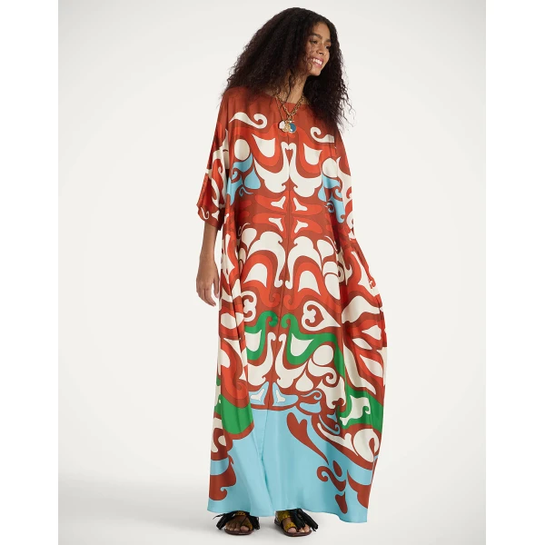 La Double J Muumuu Dress Round Neck in Phoenix Placée Light Blue, view 4