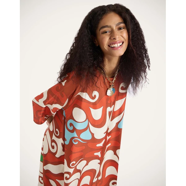 La Double J Muumuu Dress Round Neck in Phoenix Placée Light Blue, view 5