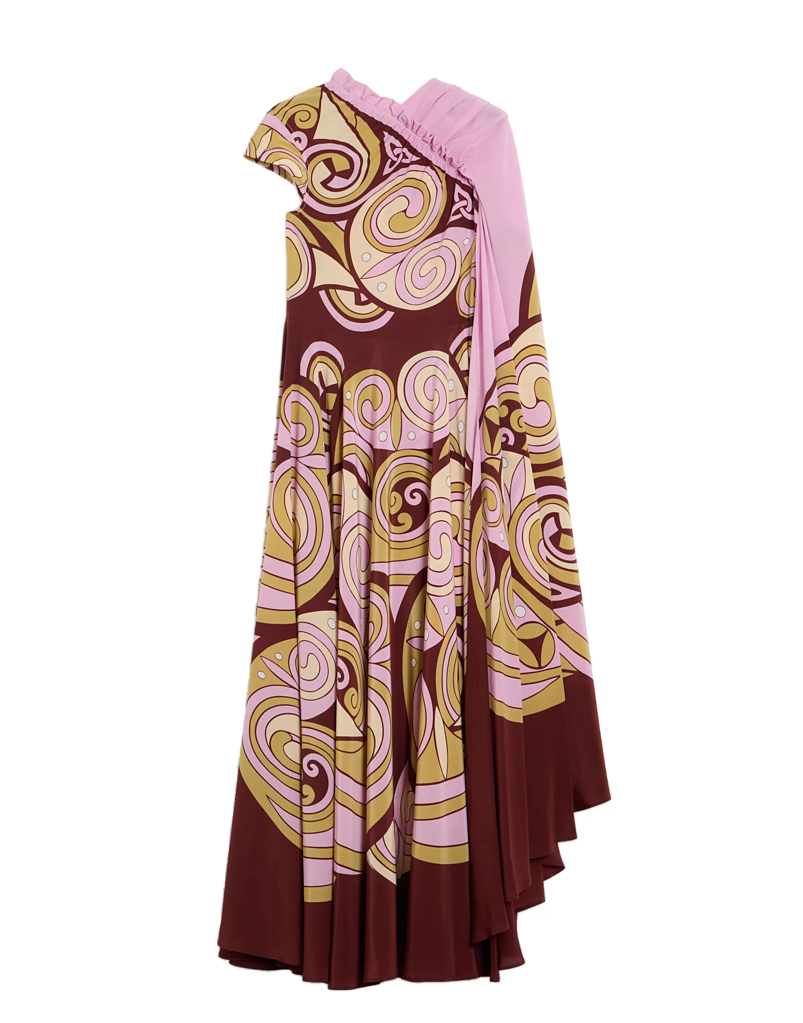 La DoubleJ One Shoulder Brigid Dress in Kells Swirl Placée Pink - Dresses - Milanese Maximalist Fashion at Luxury Shoes La Double J One Shoulder Brigid Dress in Kells Swirl Placée Pink