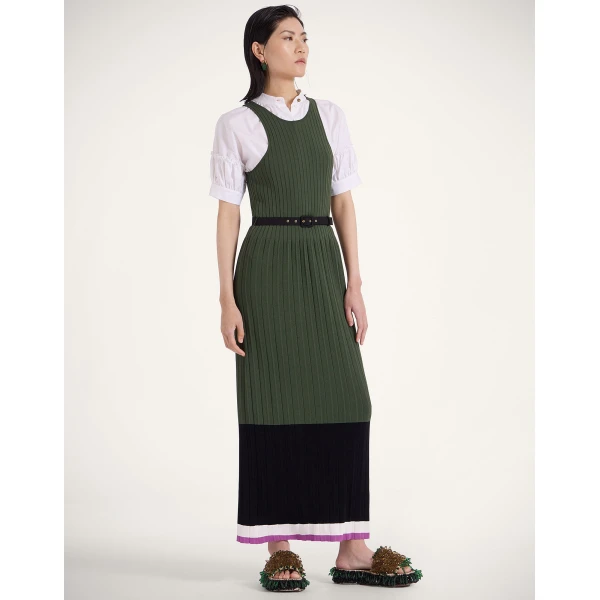 La Double J Organetto Dress in Color Block Black & Camouflage, view 2