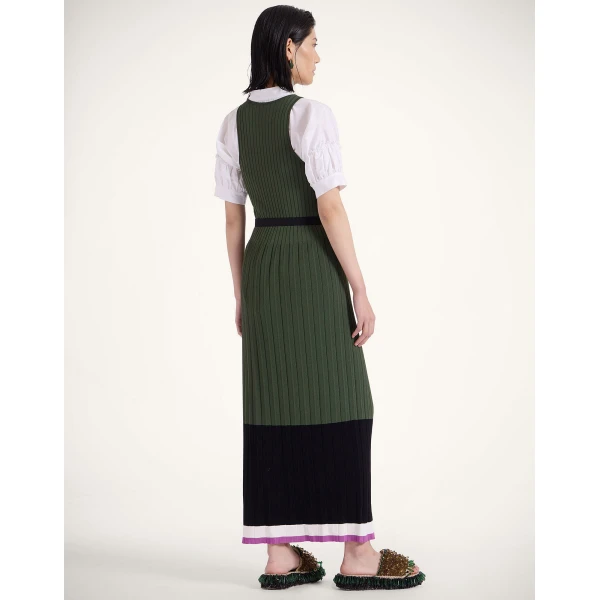 La Double J Organetto Dress in Color Block Black & Camouflage, view 3