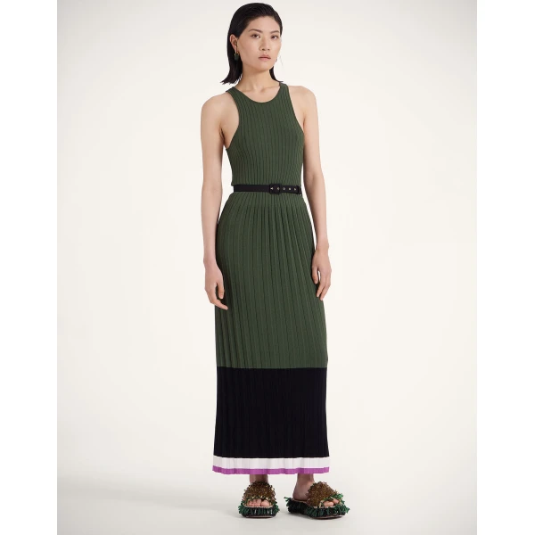 La Double J Organetto Dress in Color Block Black & Camouflage, view 4