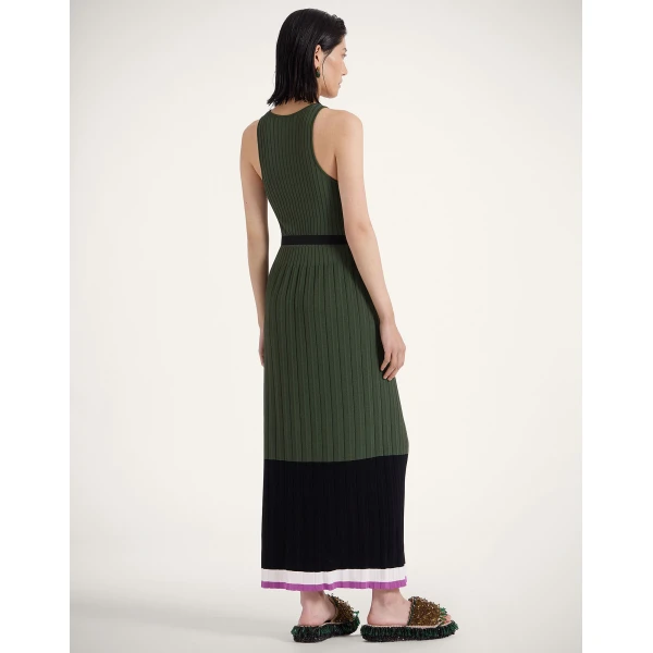 La Double J Organetto Dress in Color Block Black & Camouflage, view 5