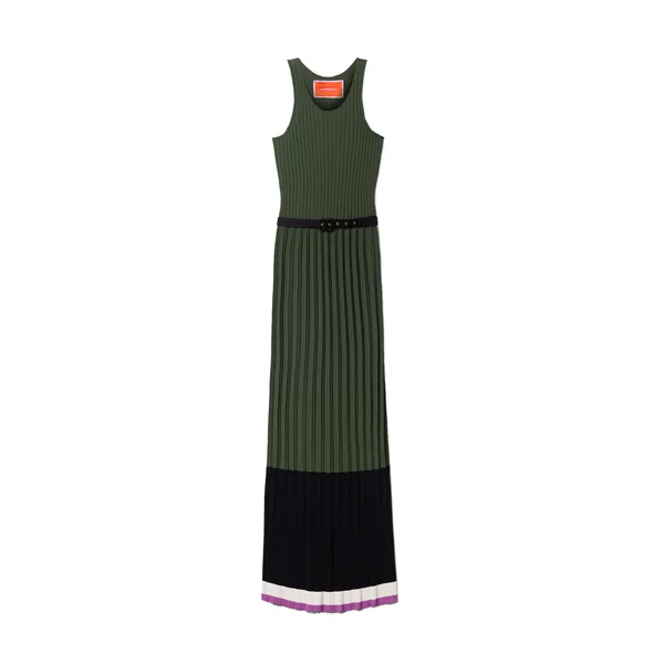 La Double J Organetto Dress in Color Block Black & Camouflage