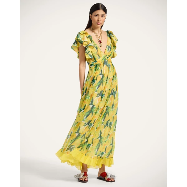 La Double J Penelope Dress in Zesty Yellow, view 2