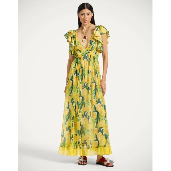 La Double J Penelope Dress in Zesty Yellow, view 4