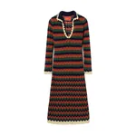 La Double J Perry Knit Dress in Multicolor Rust & Military