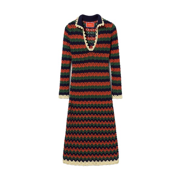La Double J Perry Knit Dress in Multicolor Rust & Military