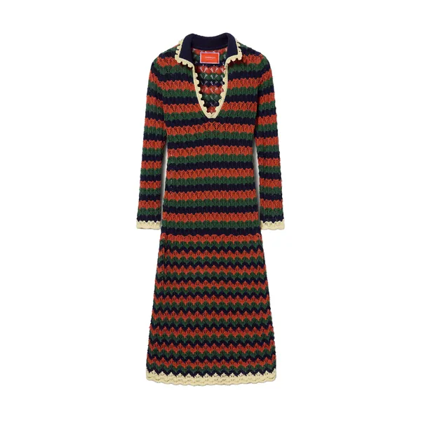 La Double J Perry Knit Dress in Multicolor Rust & Military