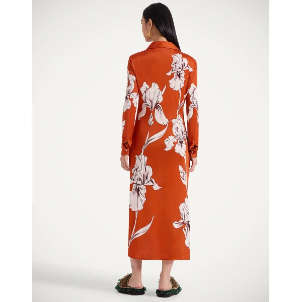 La Double J Perry Street Dress in Iris Placée Dark Orange, view 3