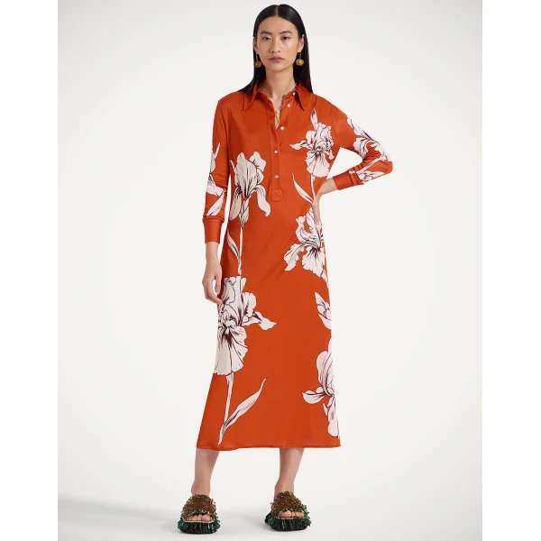 La Double J Perry Street Dress in Iris Placée Dark Orange, view 4