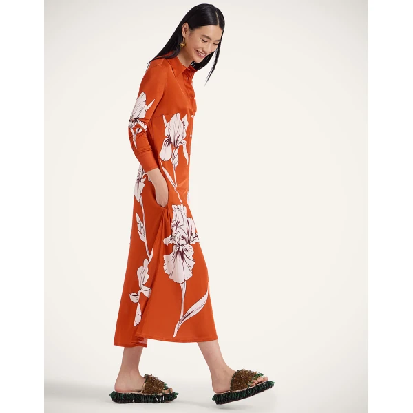 La Double J Perry Street Dress in Iris Placée Dark Orange, view 5
