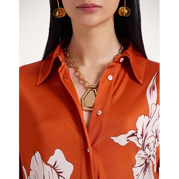 La Double J Perry Street Dress in Iris Placée Dark Orange, view 6