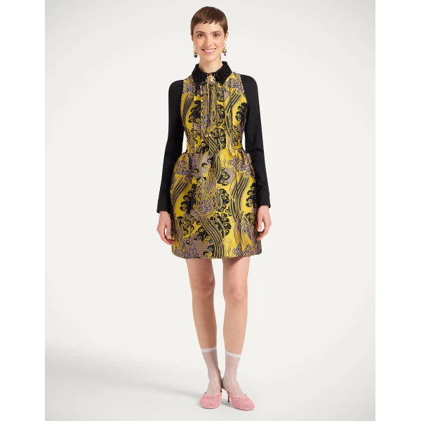 La Double J Pirhouette Mini Dress in Atlantis Yellow, view 2