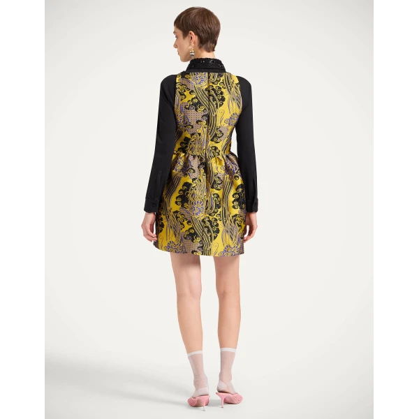 La Double J Pirhouette Mini Dress in Atlantis Yellow, view 3