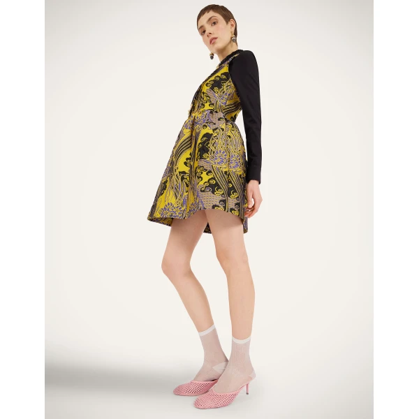La Double J Pirhouette Mini Dress in Atlantis Yellow, view 4