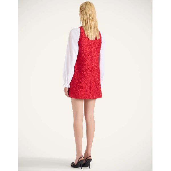 La Double J Racer Mini Dress in Peony Red, view 5