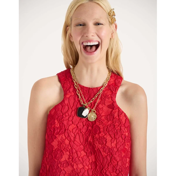 La Double J Racer Mini Dress in Peony Red, view 6