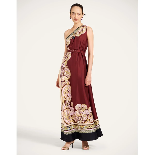 La Double J Roy Dress in Kells Swirl Placée Burgundy, view 2