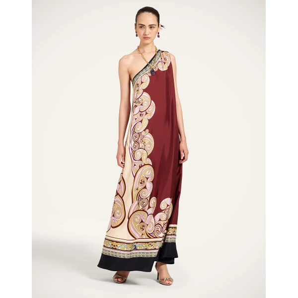 La Double J Roy Dress in Kells Swirl Placée Burgundy, view 4