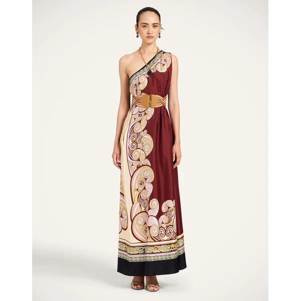 La Double J Roy Dress in Kells Swirl Placée Burgundy, view 5