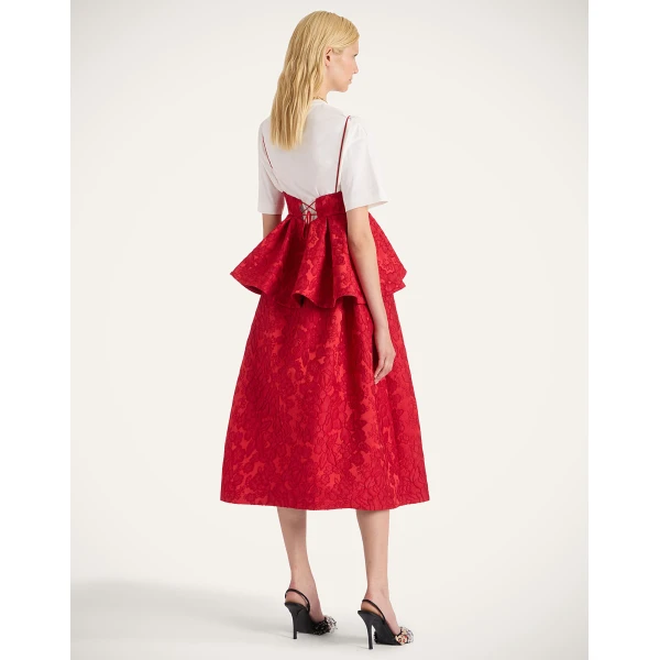 La Double J Satine Dress in Peony Red, view 5