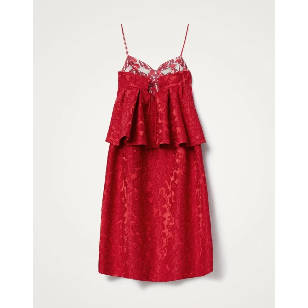 La Double J Satine Dress in Peony Red, view 6